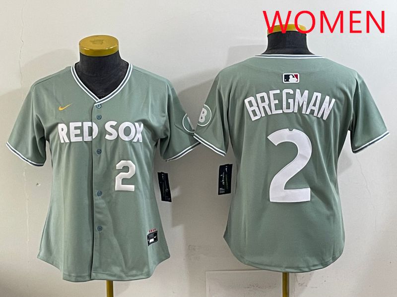 Women 2025 Boston Red Sox #2 Bregman Green Joint Name Nike MLB Jersey style 2
